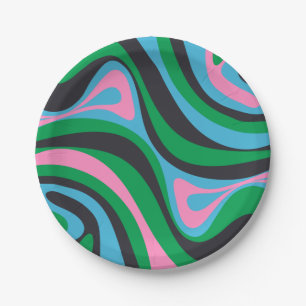 Neues Groove Trippy Retro Abstraktes Muster Pappteller