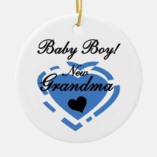 Neues Großmutter-Baby-blaue Herz-Geschenke Keramik Ornament (Vorne)