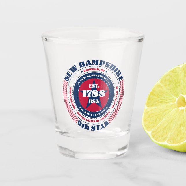 Neues Hampshire 9. Star Patriotic Shot Glas (Vorderseite)