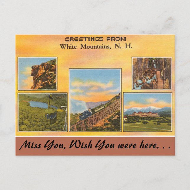 Neues Hampshire, Grüße aus dem Weißen Gebirge Postkarte (Vorderseite)