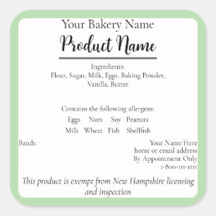 Neues Hampshire Hütte Food Business Baking Label Quadratischer Aufkleber