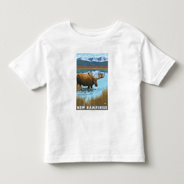 Neues HampshireMoose, das im See trinkt Kleinkind T-shirt (Vorderseite)