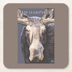 Neues HampshireMoose herauf nahes Rechteckiger Pappuntersetzer