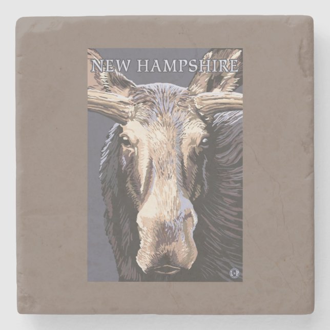 Neues HampshireMoose herauf nahes Steinuntersetzer (Vorderseite)
