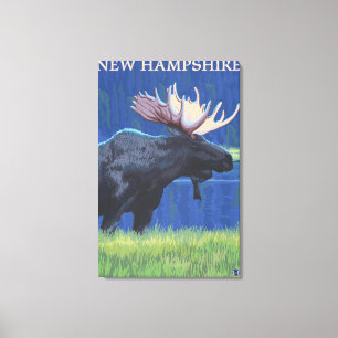 Neues HampshireMoose im Mondschein Leinwanddruck
