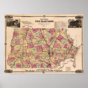 Neues HampshirePanoramic MapNew Hampshire Poster