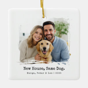 Neues Haus, gleicher Hund, Schreibmaschinenminimal Keramikornament