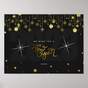 Neues Jahr 2023: Schwarz und Gold Poster