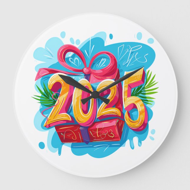 Neues Jahr 2025 Große Wanduhr (Vorderseite)