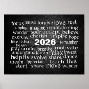 Neues Jahr 2025: Wolke auf dem Felsen Poster