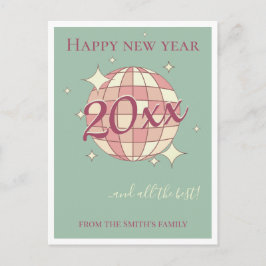 Neues Jahr 2026 Pastellfarben aquamarin Retro Gruß Postkarte