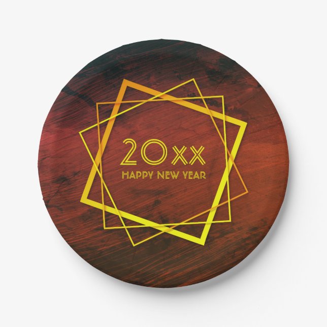 Neues Jahr 20xx Geometrisches Gold 7" Pappteller (Vorderseite)
