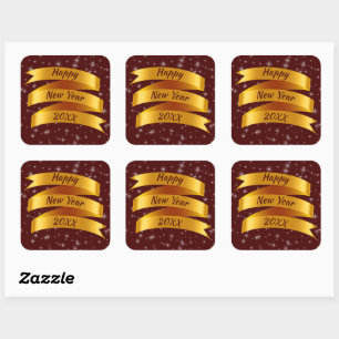 Neues Jahr 20xx Gold Band hinzufügen Quadratischer Aufkleber