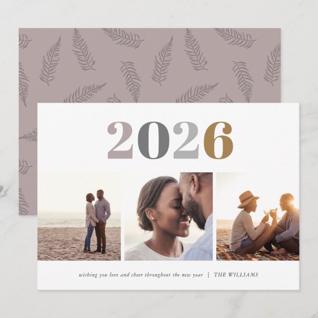 Neues Jahr | 3 FOTO Feiertagskarte (Vorne/Hinten)