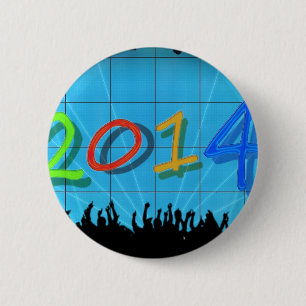 Neues Jahr-Büro-Stadt-Party-bunte Spaß-Kunst 2014 Button