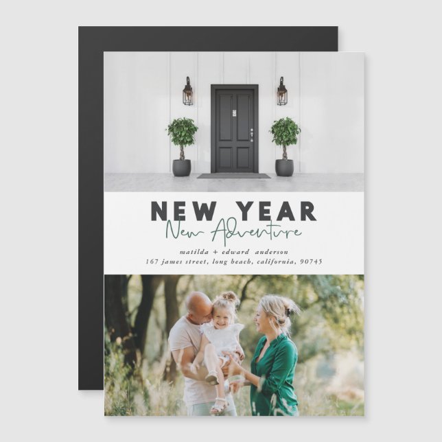 Neues Jahr Erlebnis Multi-Foto Urlaub Magnetkarte (Vorne/Hinten)