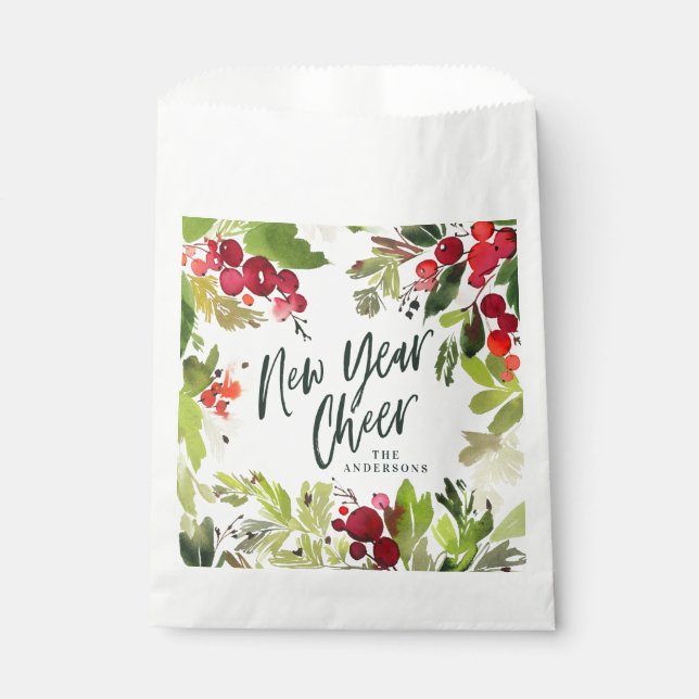 Neues Jahr Feiertag mit Aquarellblumen Geschenktütchen (Vorderseite)
