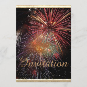 Neues Jahr-Feuerwerk-Glitzern Einladung