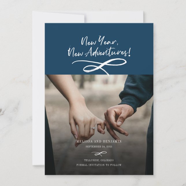 Neues Jahr Foto für neue Abenteuer Save The Date (Vorderseite)