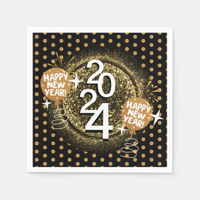 Neues Jahr für Schwarz und Gold - Anpassen Serviette (Vorderseite)