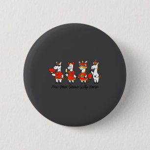 Neues Jahr gleich albernes Pferd Lustiges Chinesis Button