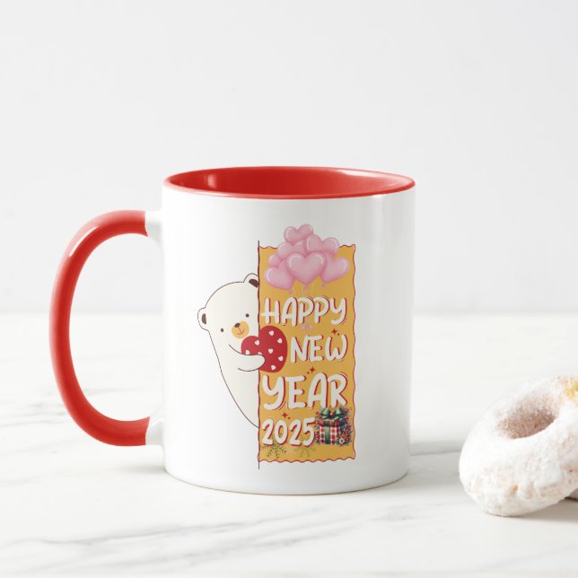 Neues Jahr glücklich_2025 Tasse (Mit Donut)