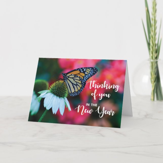 Neues Jahr im Gedenken an Schmetterling Karte (Vorderseite)
