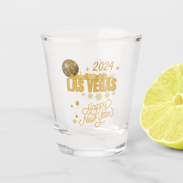 Neues Jahr in Las Vegas Nevada Reisen Matching NYE Schnapsglas (Vorderseite)