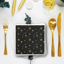 Neues Jahr Moderne Gold Sternexplosionen Muster St Serviette