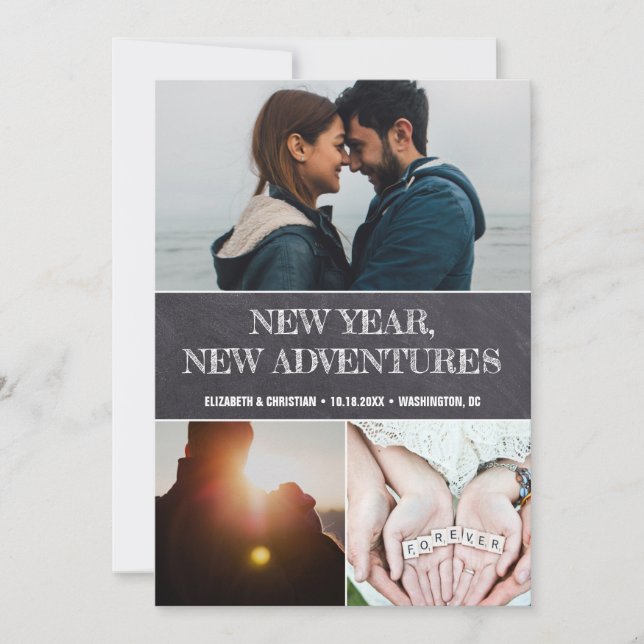 Neues Jahr Neue Abenteuer Foto Collage Hochzeit Save The Date (Vorderseite)