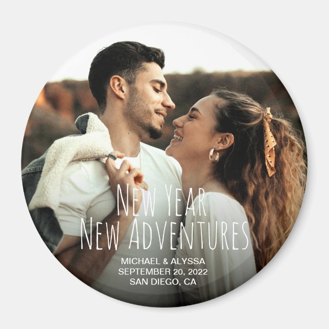 Neues Jahr Neues Abenteuer Foto Save the Date Magnet (Vorne)