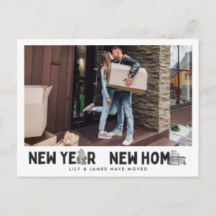 Neues Jahr Neues Zuhause Foto-Adresse ändern Postkarte