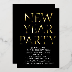 Neues Jahr Party Einfache Minimalistische Goldene  Folieneinladung