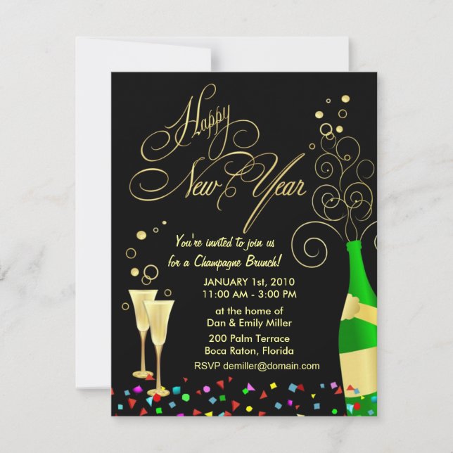 Neues Jahr-Party Einladungen - ChampagneBrunch (Vorderseite)