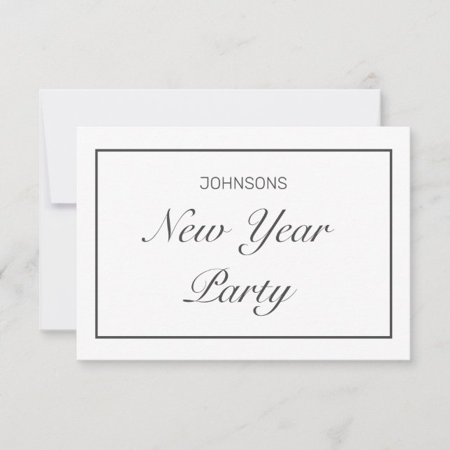 Neues Jahr Party Modernes Minimalistisches Schwarz RSVP Karte (Vorderseite)