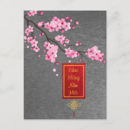 Neues Jahr rosa Hoa Dao Blüten Postkarte