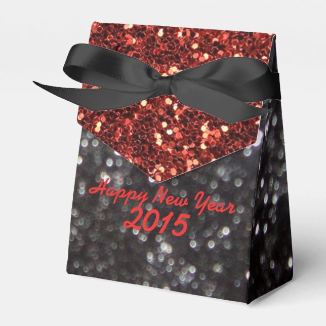 Neues Jahr - Schwarz/Rot-Glitzer-Muster Geschenkschachtel (Vorderseite)