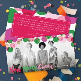 Neues Jahr Spaß & buntes Confetti Dots Foto Feiertagskarte