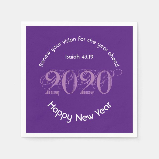 Neues Jahr - VISION 2020 - LILA Papier Serviette (Vorderseite)