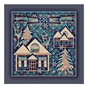 Neues Jahr, Weihnachten Poster