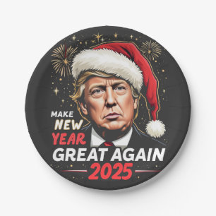 Neues Jahr wieder großartig 2025 Trump am Neuen Ab Pappteller