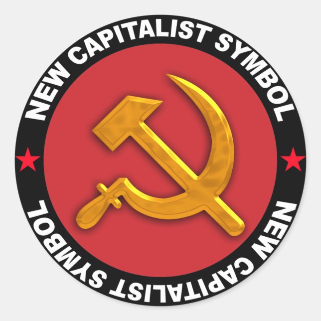 neues kapitalistisches Symbol Runder Aufkleber (Vorderseite)