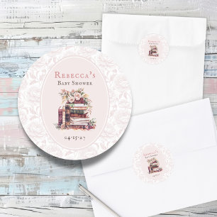 Neues Kapitel Alte Bücher Babydusche Blütenperle Runder Aufkleber