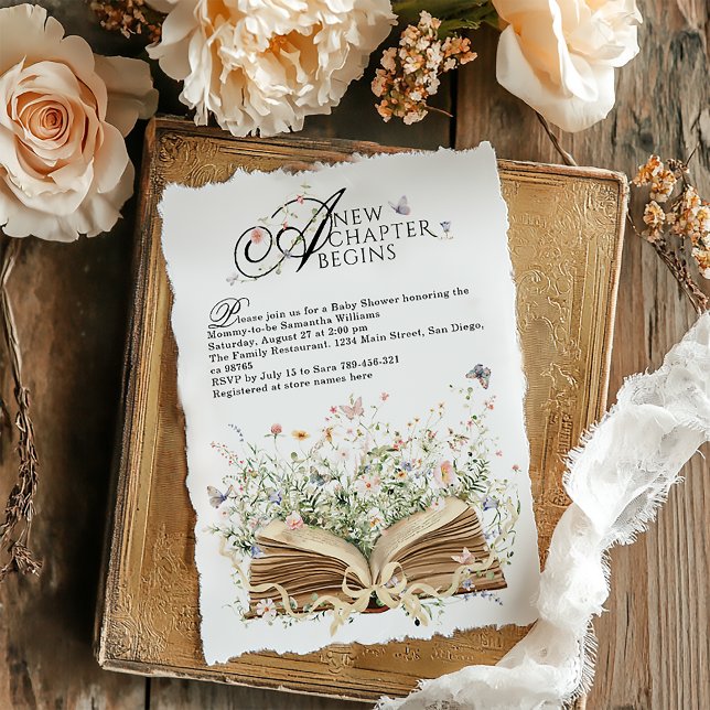 Neues Kapitel Anfängt Wildblume Babydusche buchen Einladung (Von Creator hochgeladen)