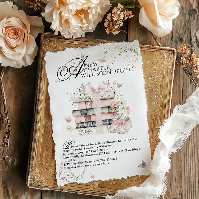 Neues Kapitel Anfängt Wildblume Babymädchen Dusche Einladung (Von Creator hochgeladen)