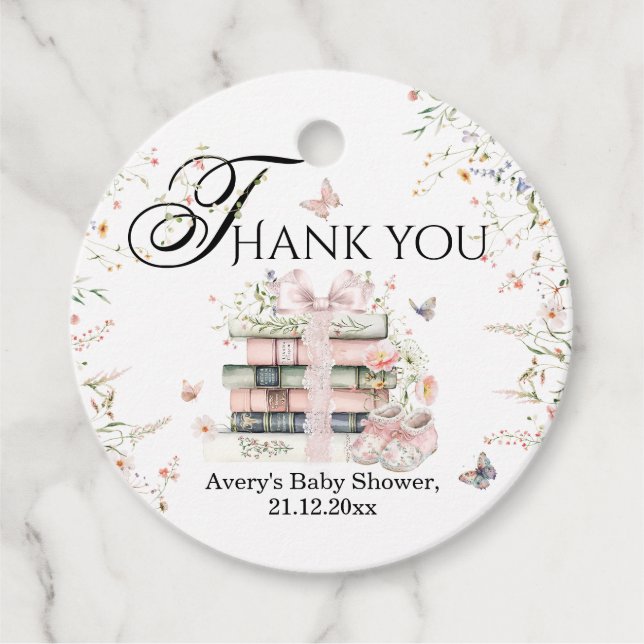 Neues Kapitel Anfängt Wildblume Babymädchen Dusche Geschenkanhänger (Vorderseite)