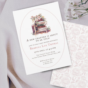 Neues Kapitel Babydusche Wasserfarbe, rot pink Einladung