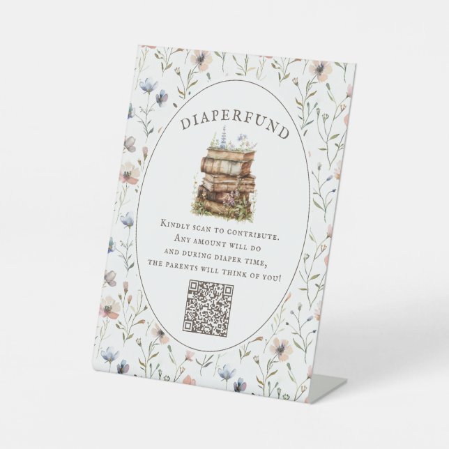 Neues Kapitel Babydusche Wildblume diaperture Sockelschild (Vorderseite)