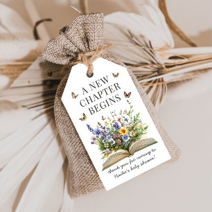 Neues Kapitel beginnt Buch Babydusche Geschenketik Geschenkanhänger