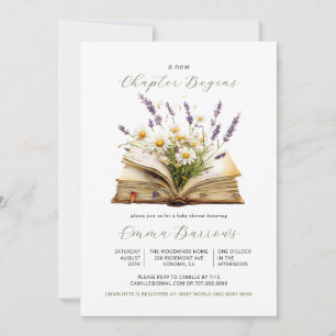 Neues Kapitel Beginnt Buch Wildblumen Baby Shower Einladung